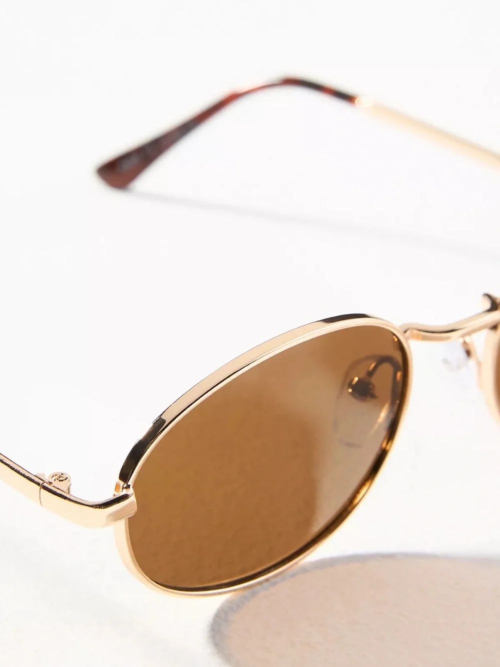 Anthropologie Gold Frame Brown Lens Oval Sunglasses